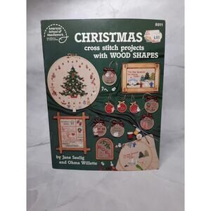 1987 American School of Needlework Christmas Cross Stitch Projects w Wood Shapes